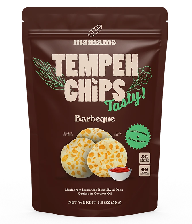 An image of Mamame Tempeh Chips Barbeque Flavor.