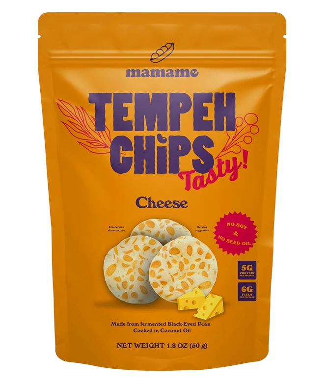 An image of Mamame Tempeh Chips Cheese Flavor.