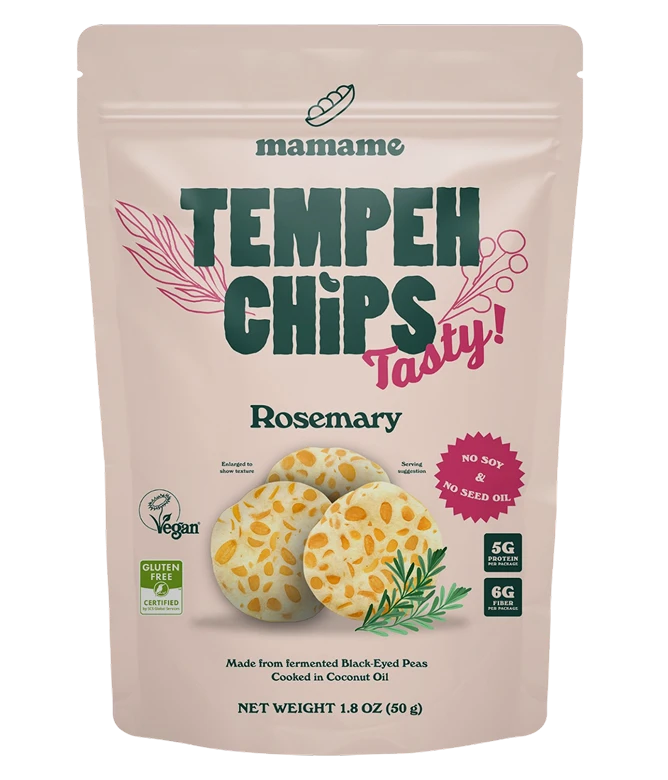 An image of Mamame Tempeh-Chips rosemary flavor.